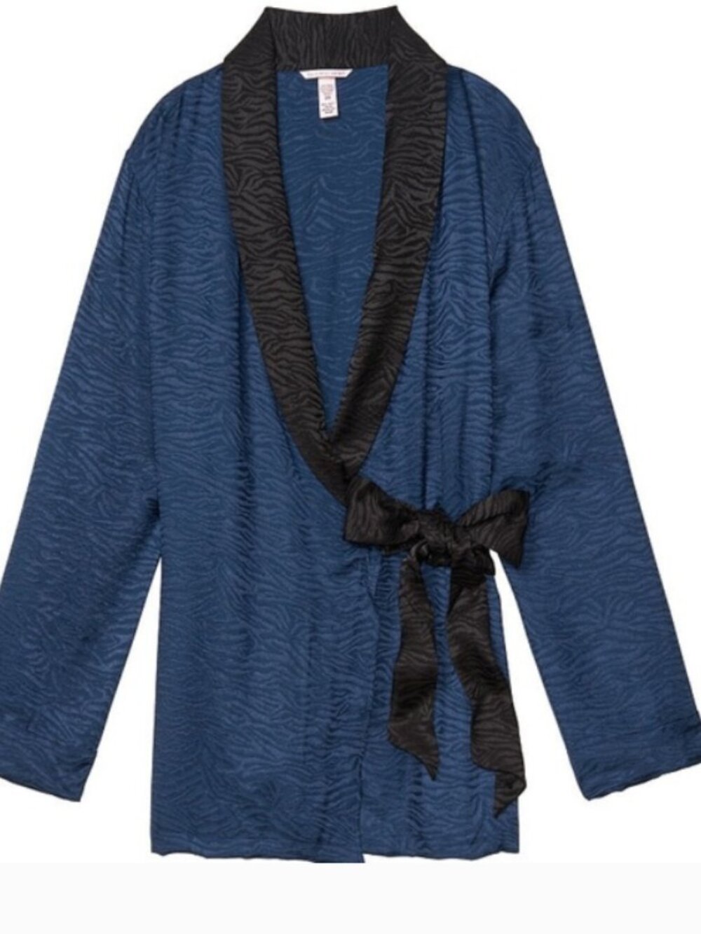 Victoria Secret Navy Blue Tie Robe Lingerie Kimono Short Long Zebra Animal